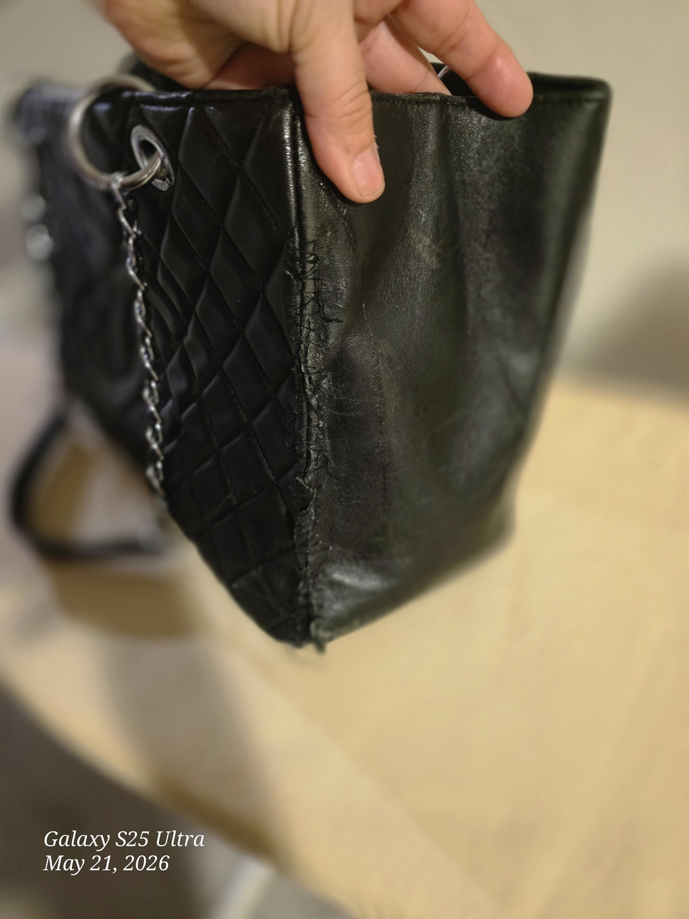 CHANEL Black Quilted Shoulder Bag with Silver Chain Straps - Picture 13 of 13